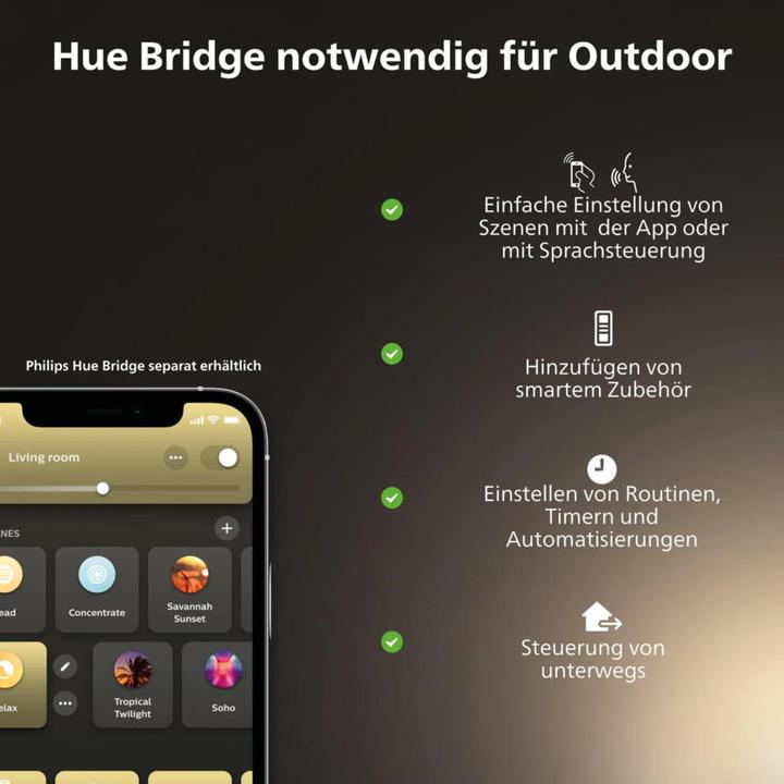 Actual product image Philips Hue Lucca Base (806 lm, E27, IP44)