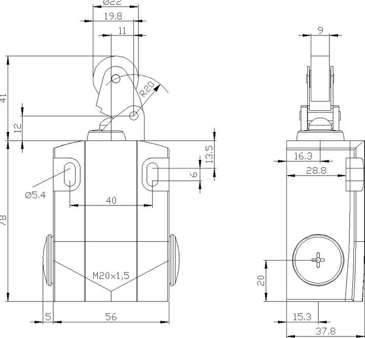Produktbild Siemens Positionsschalter 56mm  Rollenhebel