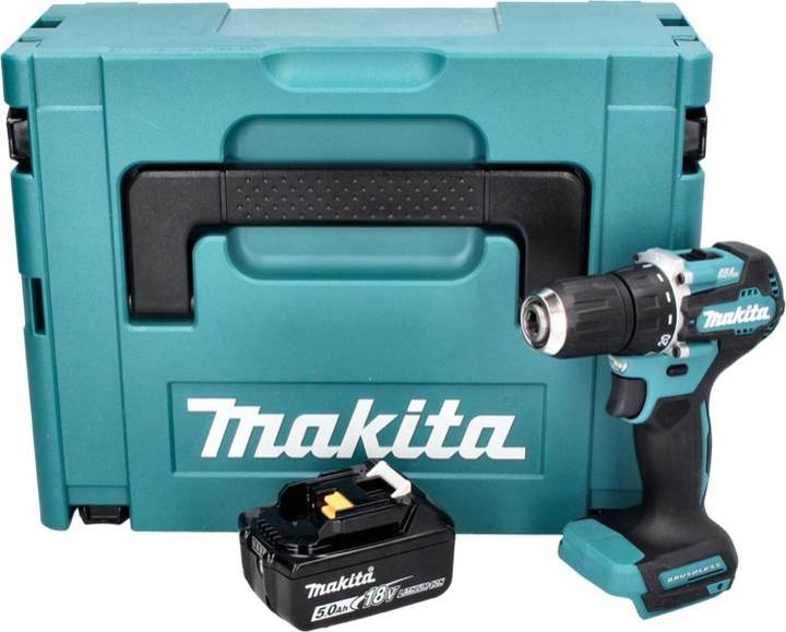 Productafbeelding Makita DDF 487 T1J Snoerloze boormachine 18 V 40 Nm Brushless + 1x oplaadbare batterij 5.0 Ah + Makpac -