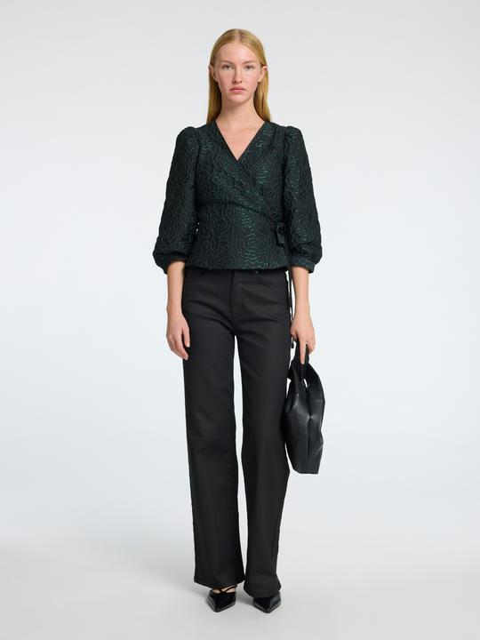 Actual product image Selected Floral jacquard wrap blouse (36)