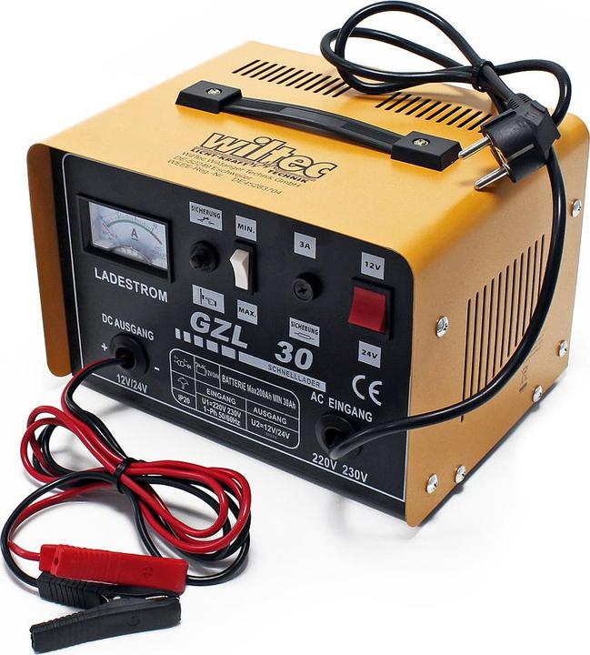 Actual product image Wiltec Car Van Battery Charger 12V 24V Portable 16A Boost Motorcycle Motorhome Truck GZL30 (24V, 12V, 16 A)
