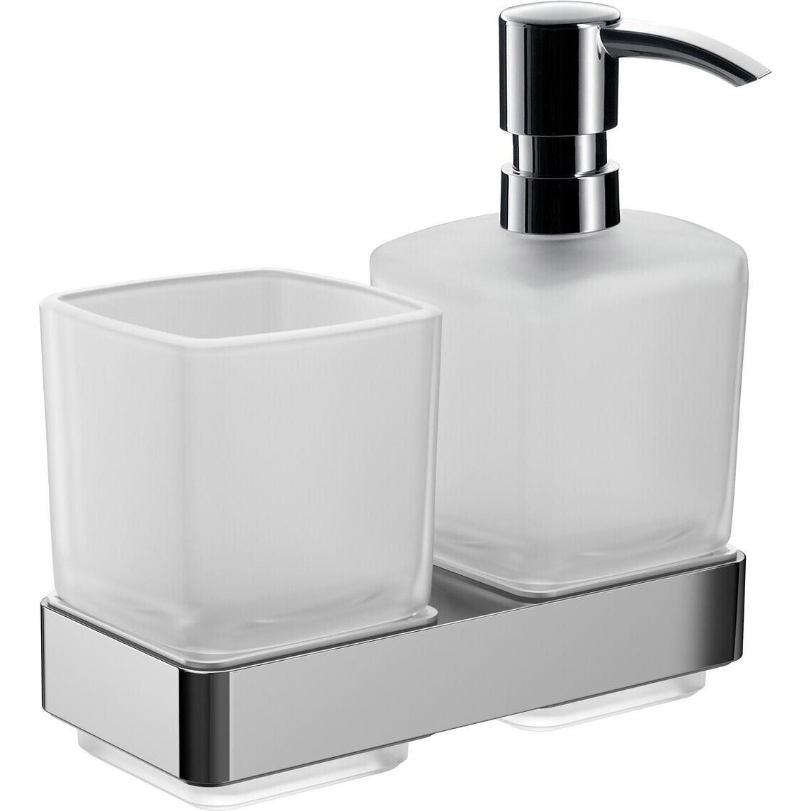 Emco, Zahnputzbecher, Glashalter/Seifenspender LOFT Kristallglas satiniert chrom