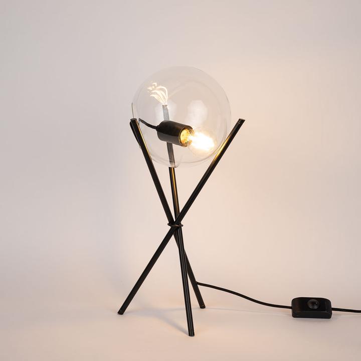 Tripod in black, Clear glass