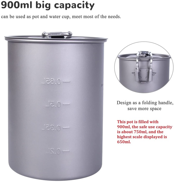 Produktbild IBasingo Camping Topf Titan, 900ml