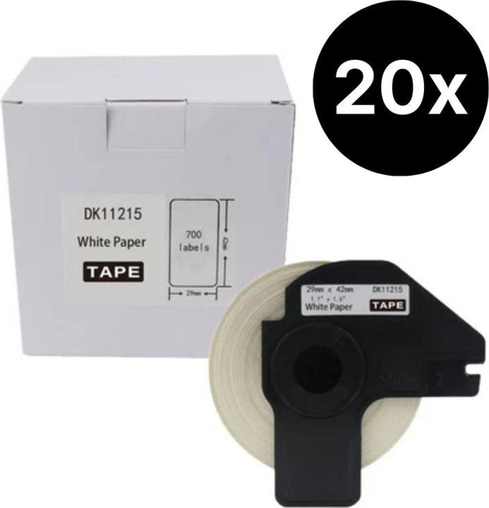 Actual product image Hermex 20er-Set Alternative Etikettenrolle zu Brother DK-11215 Etiketten (2.90 cm)