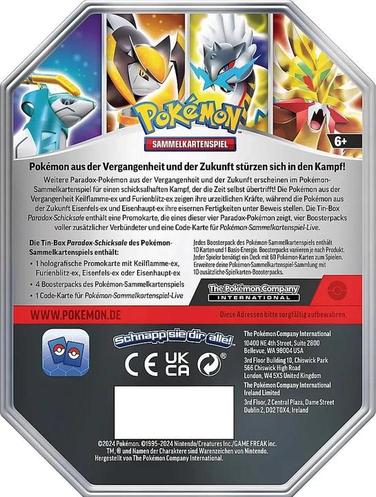 Productafbeelding Pokémon Tin-Box Paradox-Schicksale: Keilflamme (Duits, Tin)