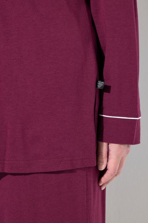 Produktbild Ulla Popken Pyjama, Zweiteiler, Zierpaspeln, V-Ausschnitt, Langarm (62)