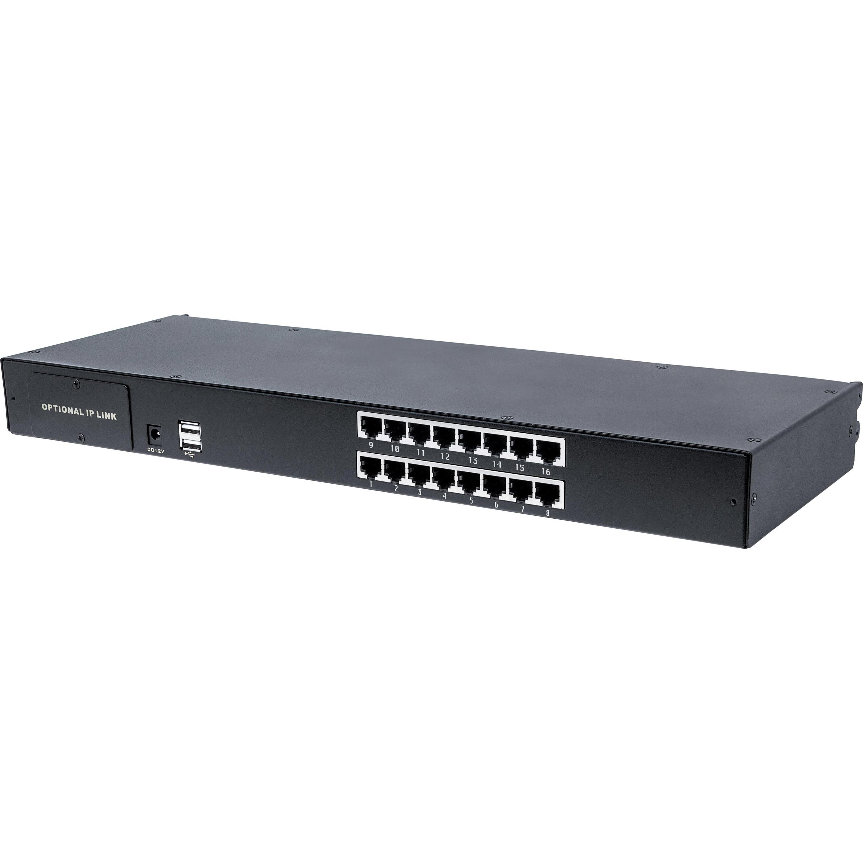 Intellinet Modularer 16-Port KVM-Switch mit Cat5-/VGA-Schnittstelle Zur Verwendung mit Rackmount LCD-Konsol..., KVM Swit...