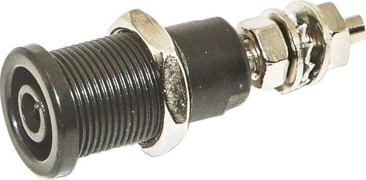 Mueller Electric Banana socket Black Brass Nickel 1kVAC 1kVDC 45A Solder cup