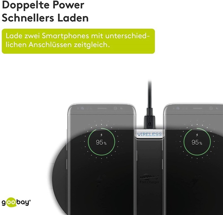 Image du produit Goobay Tapis de charge rapide double sans fil (10 W)