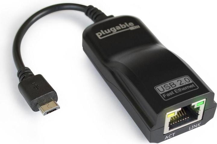 Productafbeelding Plugable USB OTG naar Ethernet-adapter (Micro USB, RJ45/LAN (1x))
