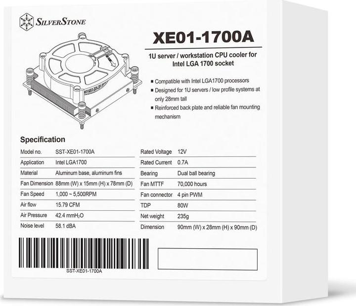 Nutritional values and ingredients Silverstone SST-XE01-1700A CPU Cooler (28 mm)