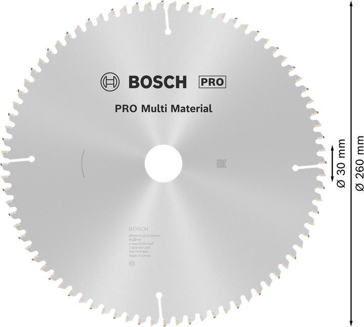 Immagine prodotto Bosch Professional Zubehör Lama circolare PRO Multi Material, 260 x 3,2 x 30 mm