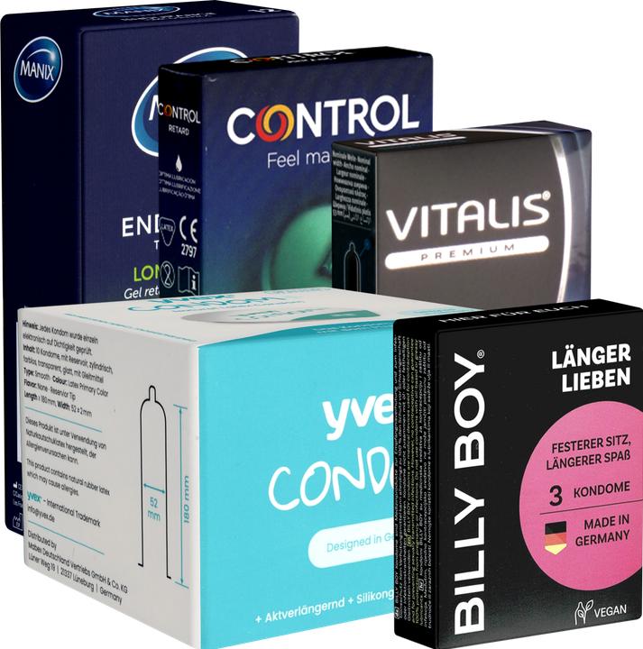 Produktbild Kondomotheke ® Long Love Mix Nr.3 – 34 verzögernde Kondome für mehr Kontrolle & Ausdauer (34 Stk.)