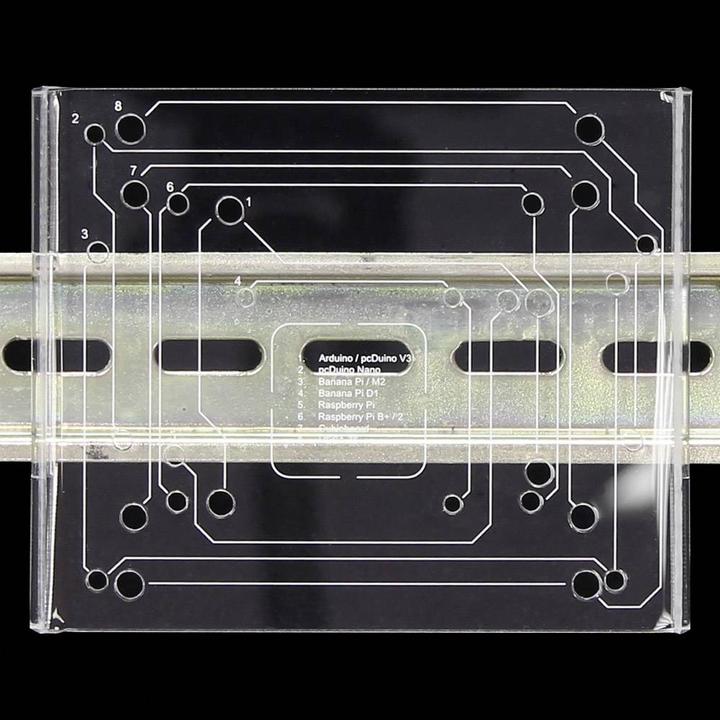 Produktbild Raspberry Pi Pi® Halterung Acryl RB-DIN RAIL Arduino, Banana Pi, Cubieboard,, A, B, B+, pcDuino