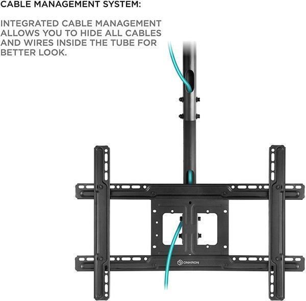 Actual product image Onkron Ceiling mount with adjustable height for 32 to 80-inch LED TVs, VESA 600x400, 65KG, black (Ceiling, 80", 65 kg)