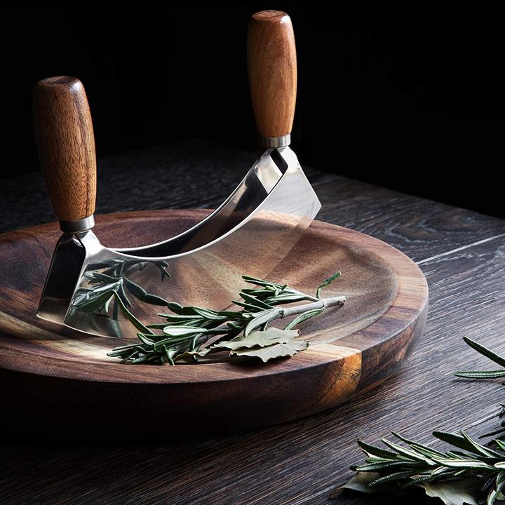 Actual product image Navaris Herb Board with Mezzaluna Weighing Knife
