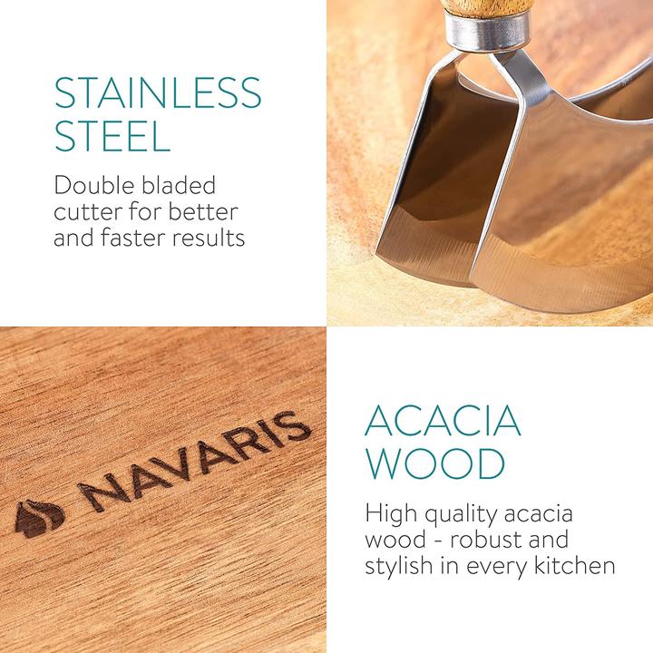 Actual product image Navaris Herb Board with Mezzaluna Weighing Knife