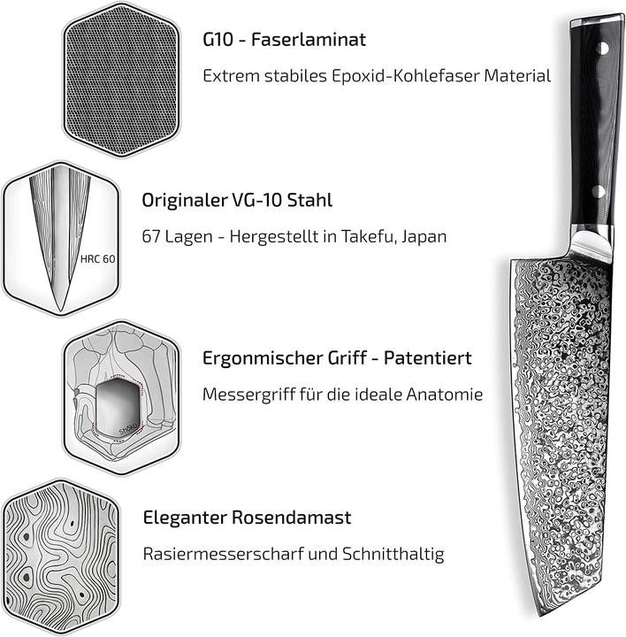 Produktbild Shoko Damastmesser Kiritsuke mit Gravur