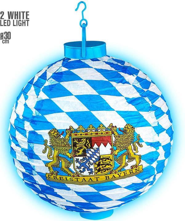 Actual product image Widmann LED Lampion Bayern Mit 2 Weissen LED Lichtern 30 cm (1 Piece)