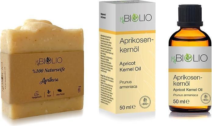 Immagine prodotto MyBiolio Olio di nocciolo di albicocca & Sapone naturale di albicocca (Olio corpo, 50 ml)