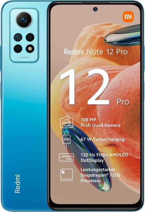 Actual product image Xiaomi Redmi Note 12 Pro 4G (256 GB, Glacier Blue, 6.67", Dual SIM, 4G)
