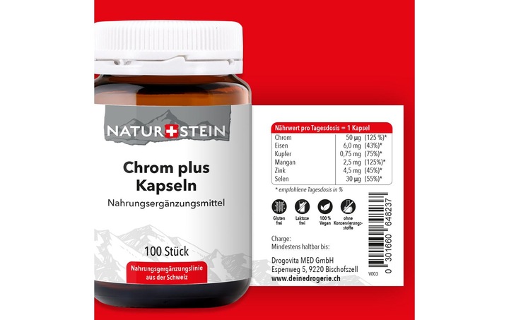 Produktbild Naturstein Chrom plus Kaps (100 Stück, Kapseln, 154 g)