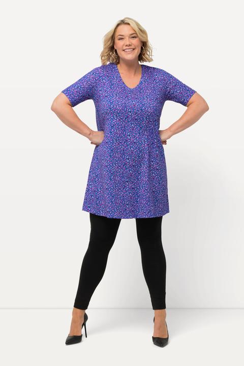 Image du produit Ulla Popken T-shirt long à imprimé. Ligne A, col V et manches courtes (50, 52)