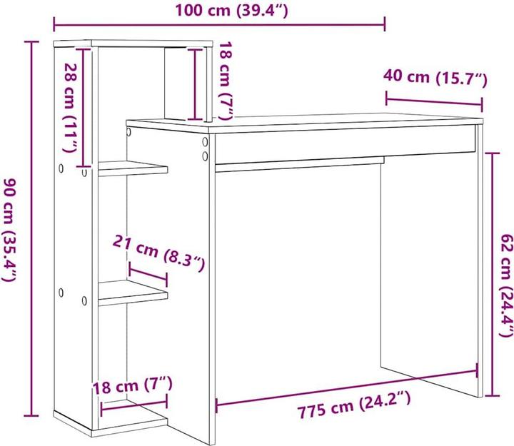 Actual product image vidaXL Computertisch (100 x 40 x 90 cm)