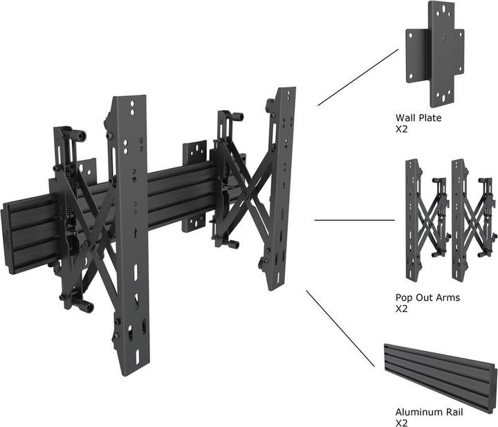 Actual product image Multibrackets Wall mount push in pop out, 40"-75", black (Wall, 75", 30 kg)