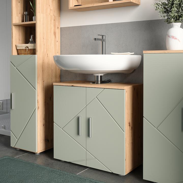 Actual product image Vicco Waschbeckenunterschrank Irma, Salbeigrün, 60 x 59 cm (60 x 30 x 59 cm)