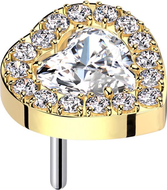 Immagine prodotto Star Piercing Cuore di cristallo placcato oro Threadless con cristalli bordati d'argento argento (senza ottone, Titanio)