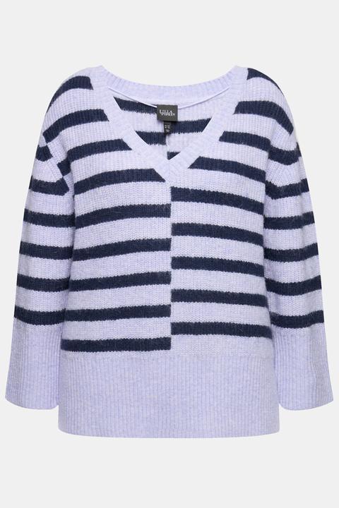 Image du produit Ulla Popken Pull oversize rayé, col rond et manches longues (50, 52)
