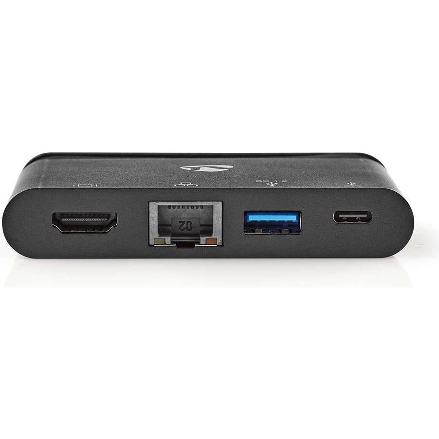 Nedis Hub - USB-C - Computer - USB 3.0 - HDMI - Gigabit Ethernet - Schwarz (USB-C, 1 Ports), Dockingstation + USB Hub, S...