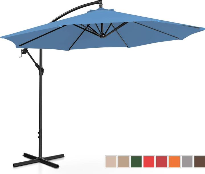 Actual product image Uniprodo Hanging Parasol - blue - round - Ø 300 cm - tiltable (2.92 m)