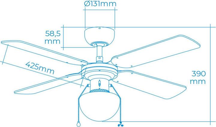 Produktbild EDM Enzo Plafondventilator 102cm 3 standen 50W wit + lamp - 8652700 (43.50 dB)