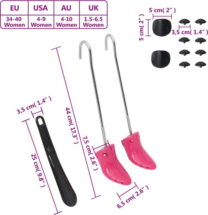 Produktbild VidaXL Stiefelspanner mit Schuhanzieher Rosa EU 34-40 (34, 35, 36, 37, 38, 39, 40, 1 x)