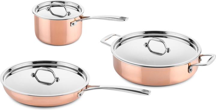 Immagine prodotto Ducq 3 delig Inductie Koper (Padella per friggere, Pentola, Set di pentole e padelle da cucina, Acciaio inossidabile, Alluminio, Rame)