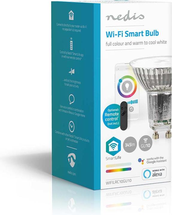 Produktbild Nedis WIFILRC10GU10 SmartLife Vollfärbige LED-Lampe WLAN GU10 345 lm 4.9 W RGB + weiss veränderbar 2 (GU10, 345 lm, 1x)