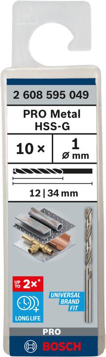 Immagine prodotto Bosch Professional Zubehör Trapano PRO Metal HSS-G, 1 x 12 x 34 mm (1 mm)