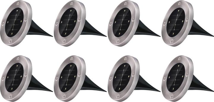 Produktbild Grundig 8er-Set Solar Bodenleuchte aus Edelstahl, mit Erdspiess, mit Erdspiess, Ã˜ 12 x 13 cm