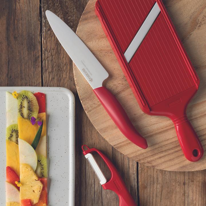 Actual product image Kyocera Universal plane, 4-stage cutting thickness adjustment, red