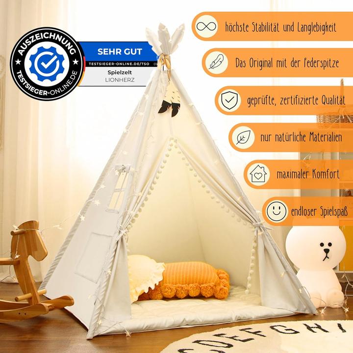 Actual product image Lionherz Tipi Zelt mit Kuschelmatte