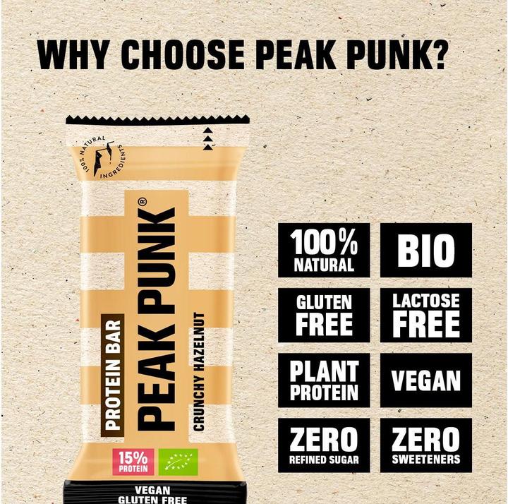 Produktbild Peak Punk Bio Protein Bar (Haselnuss, 12 Stk., 55 g)