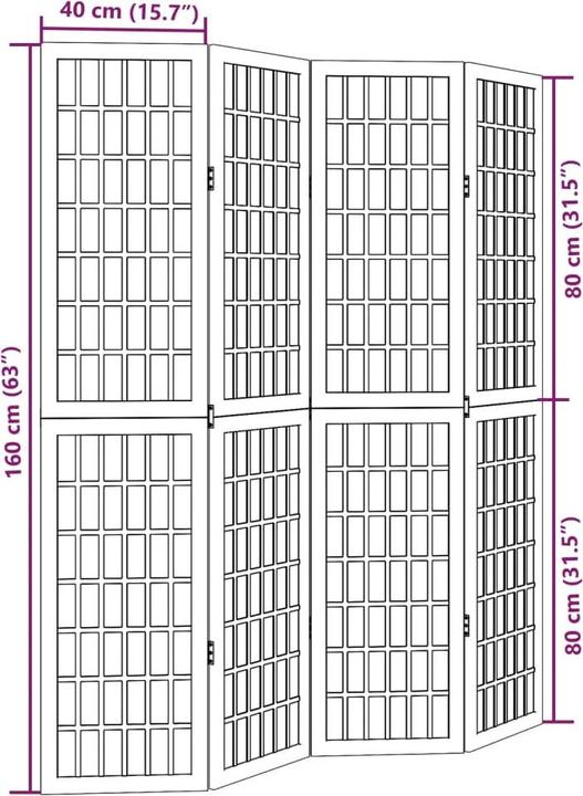 Valeurs nutritives et ingrédients vidaXL Séparation de pièce Paravent Paroi espagnole 4 pcs. blanc bois massif