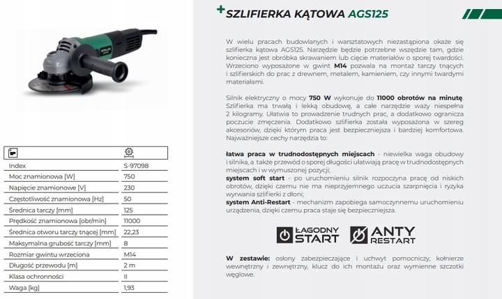 Actual product image Stalco Angle grinder 125mm 750W AG125 S-97098 (125 mm)