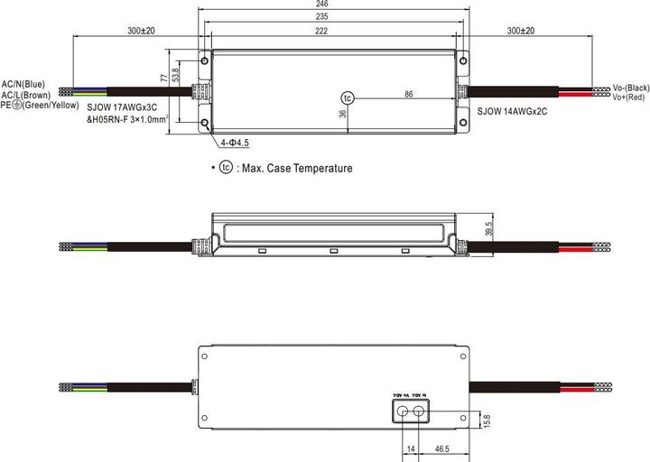 Productafbeelding MeanWell MEAN WELL ELG-300-24A, 300 W, IP20, 100 - 305 V, 24 V, 77 mm, 246 mm (300 W)