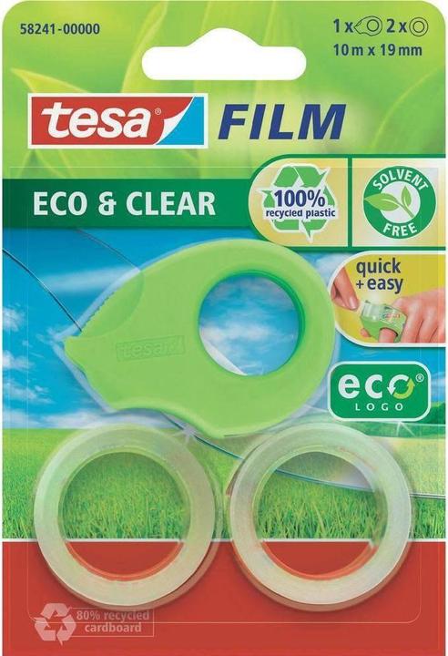 Actual product image tesa tesafilm ECO & CLEAR with mini dispenser, solvent-free and non-ageing
