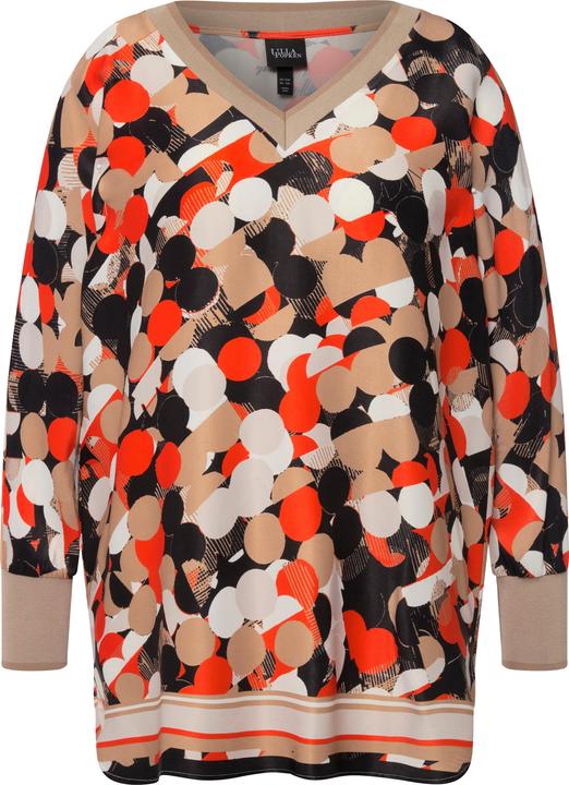 Immagine prodotto Ulla Popken Tunica dal taglio oversize con raso, cerchi, scollo a V e maniche a 3/4 (50, 52)