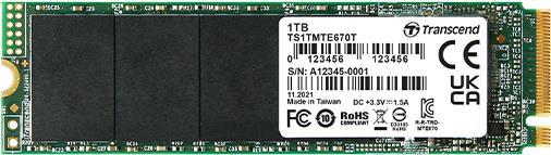 Image du produit Transcend MTE670T 256GB SSD interne M.2 PCIe NVMe 2280 PCIe NVMe 3.0 x4 Retail TS256GMTE670T (256 Go, M.2 2280)